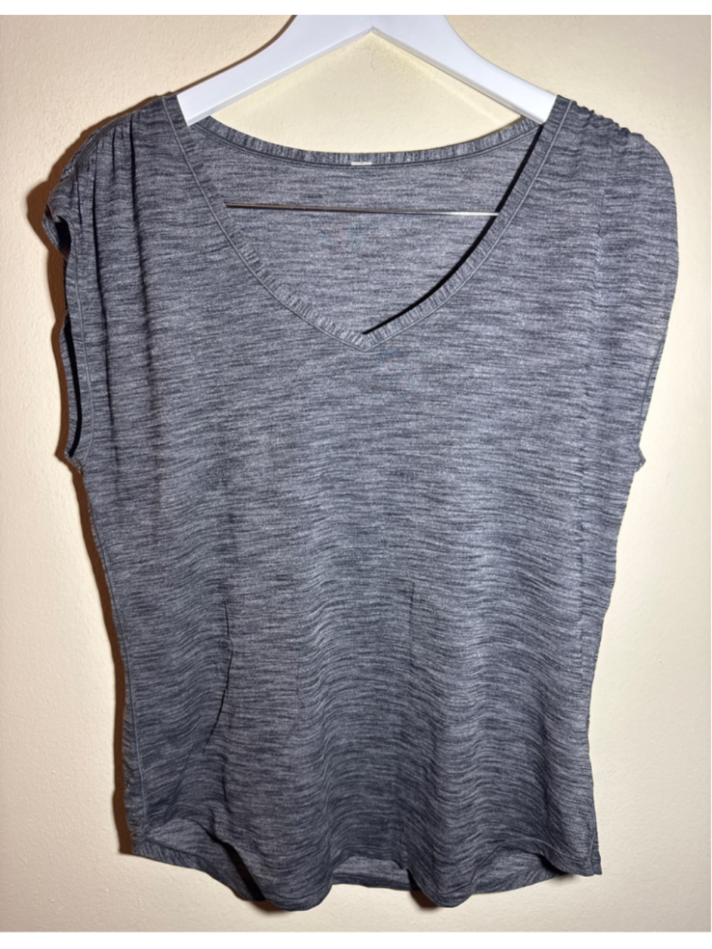 Lululemon Short Sleeve V-Neck Tee in Grey PTP21”